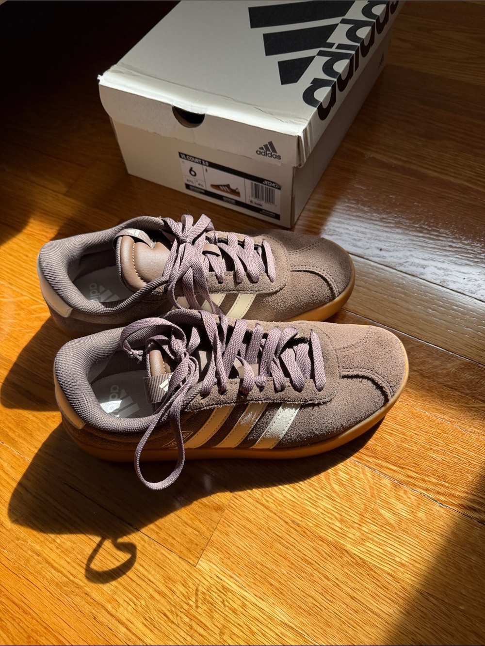 Adidas VL Court 3.0 Taupe Suede Gum Sole Sneakers Women’s Size 6